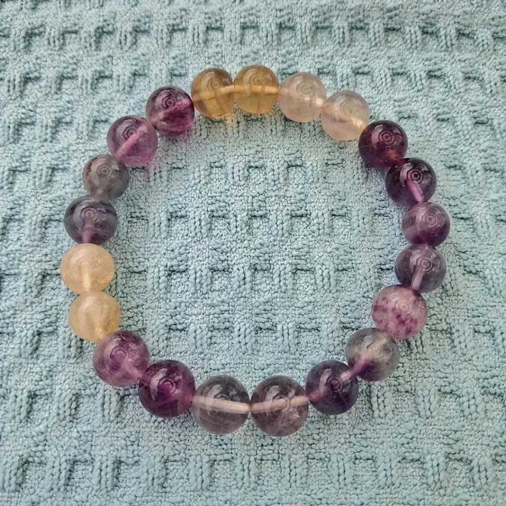 Natural Multi-Color Fluorite Beaded Bracelet